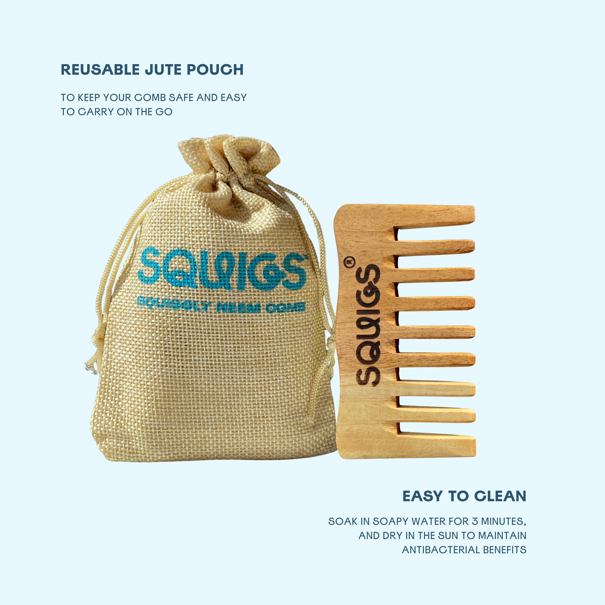 Squiggly Neem Comb